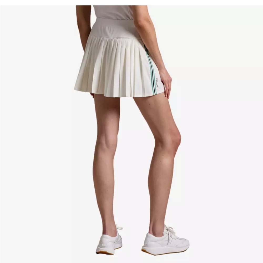 RLX‎ Performance White striped Back-Pleated 15" Skort size medium brand new